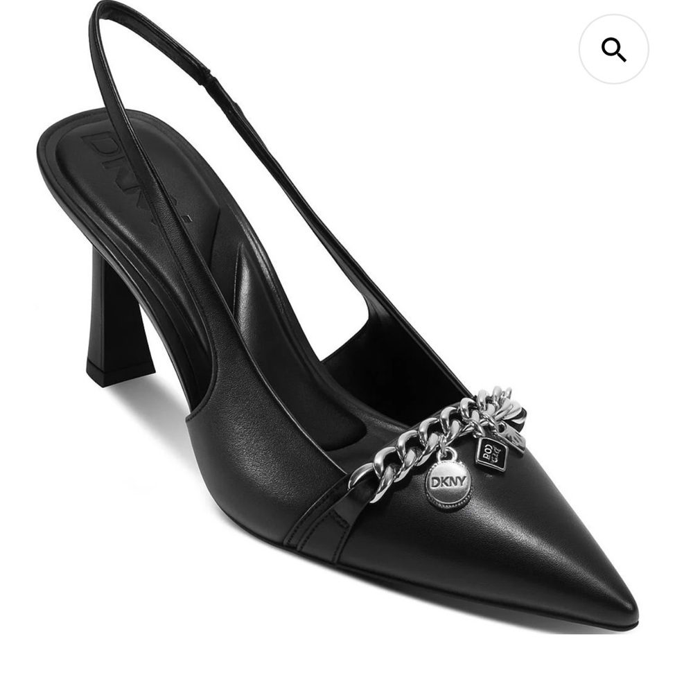 DKNY Black Chain Detail Slingback Heels